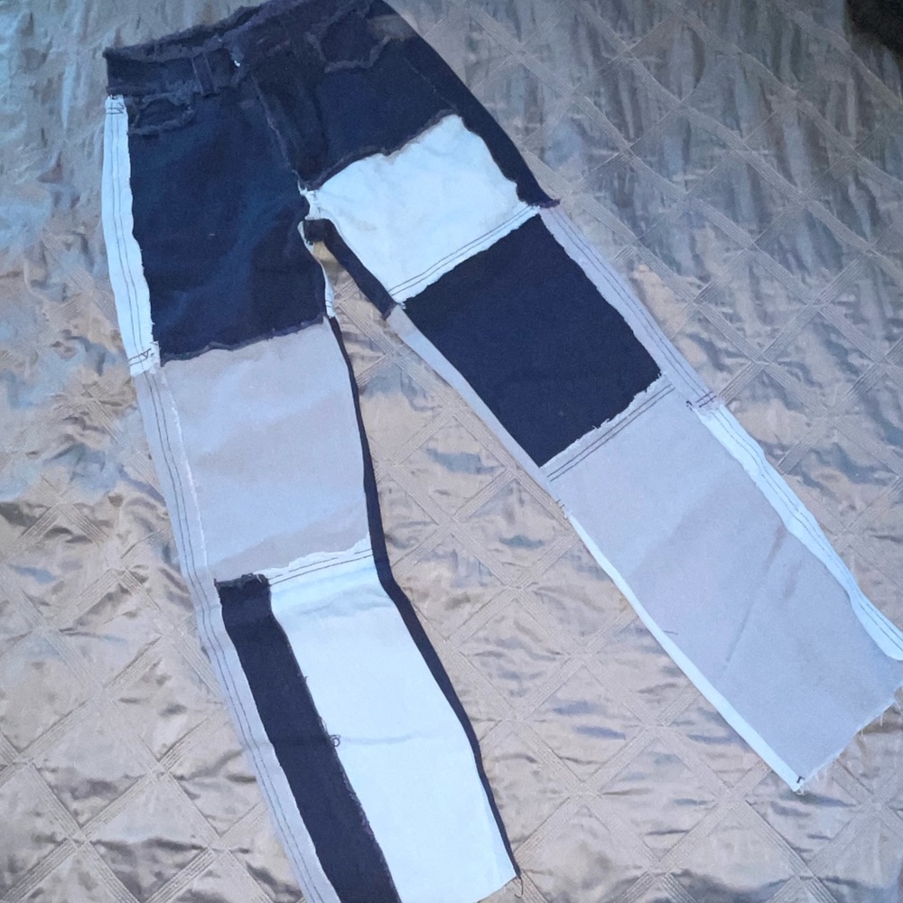 Pretty Little Thing Petite Patchwork Jeans